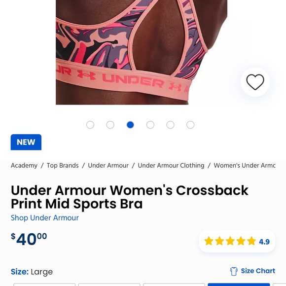 Under Armour Women's Crossback Print Mid Sports Bra - Picture 5 of 8